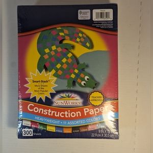 Heavyweight Sunworks Construction Paper 11 Assorted Colors 300 pages 9in x 12 in